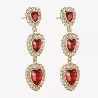 Monet Jewelry Glass Heart Drop Earrings