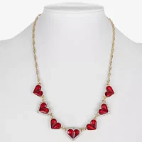 Monet Jewelry Glass 17 Inch Cable Heart Collar Necklace