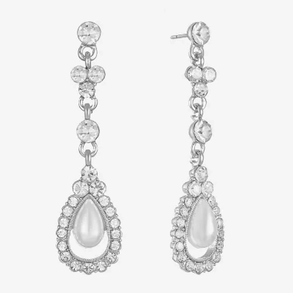 Monet Jewelry Glass Simulated Pearl Drop Earrings