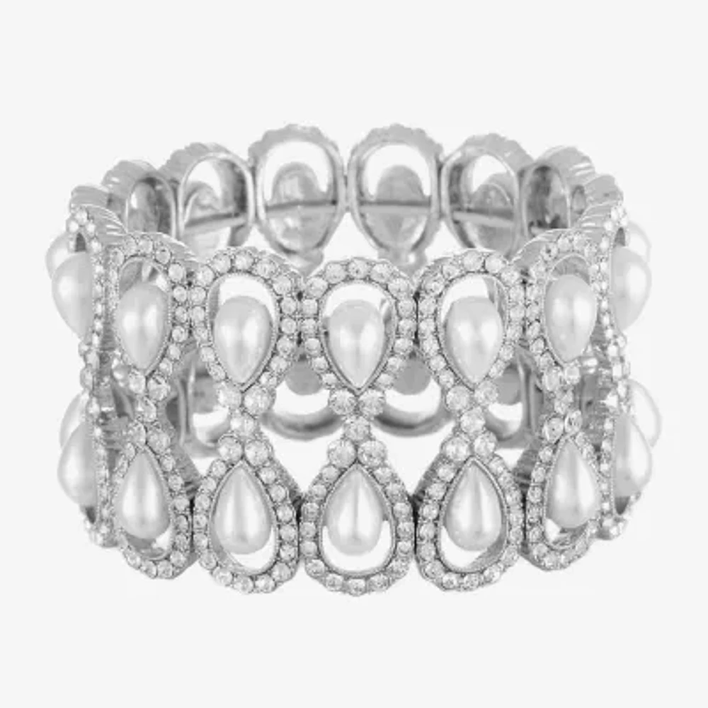 Monet Jewelry Glass Simulated Pearl Stretch Bracelet