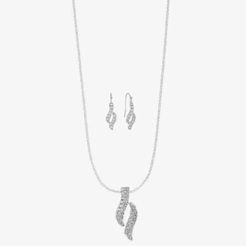 Monet Jewelry Twist Pendant Necklace And Drop Earring Glass Silver Tone 2-pc. Jewelry Set
