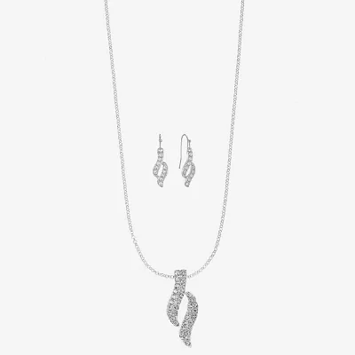 Monet Jewelry Twist Pendant Necklace And Drop Earring Glass Silver Tone 2-pc. Jewelry Set