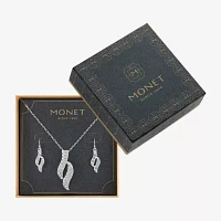 Monet Jewelry Twist Pendant Necklace And Drop Earring Glass Silver Tone 2-pc. Jewelry Set