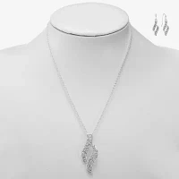 Monet Jewelry Twist Pendant Necklace And Drop Earring Glass Silver Tone 2-pc. Jewelry Set