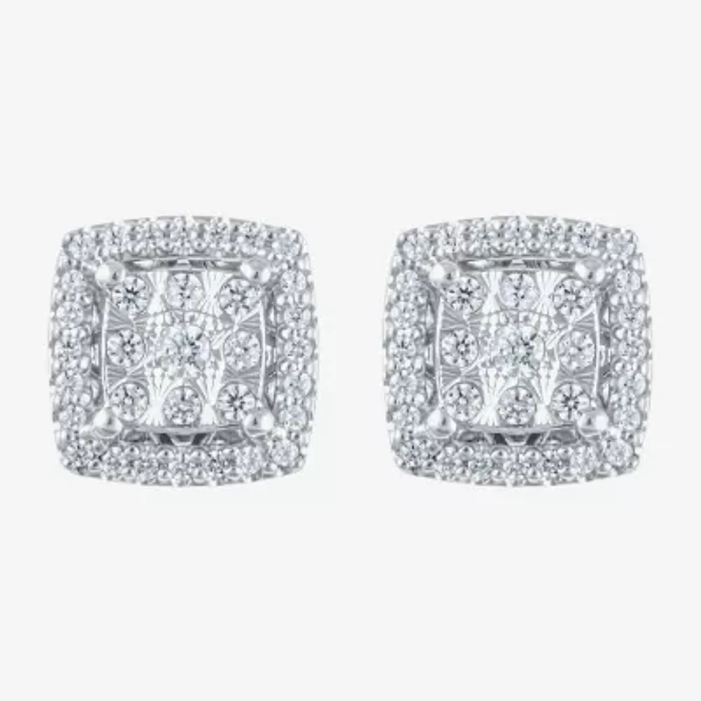 Diamond Blossom 1/4 CT. T.W. Natural White Diamond 10K White Gold 8mm Stud Earrings