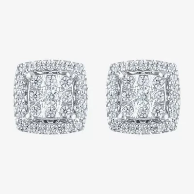 Diamond Blossom 1/4 CT. T.W. Natural White Diamond 10K White Gold 8mm Stud Earrings