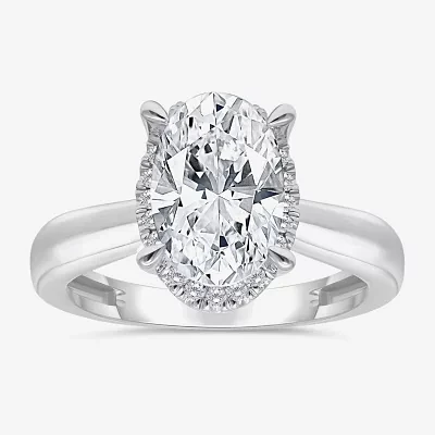 (I / I1) Womens 3 1/7 Ct. T.W. Lab Grown White Diamond 14K Gold Oval Halo Engagement Ring