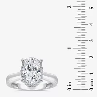 (I / I1) Womens 3 1/7 Ct. T.W. Lab Grown White Diamond 14K Gold Oval Halo Engagement Ring