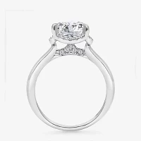 (I / I1) Womens 3 1/7 Ct. T.W. Lab Grown White Diamond 14K Gold Round Halo Engagement Ring