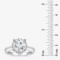 (I / I1) Womens 3 1/7 Ct. T.W. Lab Grown White Diamond 14K Gold Round Halo Engagement Ring