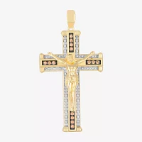 Mens / CT. T.W. Natural White Diamond Sterling Silver Cross Pendant Necklace