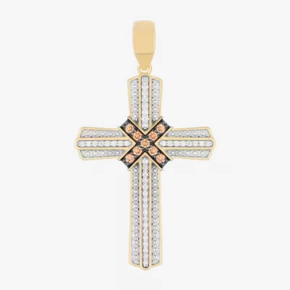 Mens 1/ CT. T.W. Natural White Diamond Sterling Silver Cross Pendant Necklace