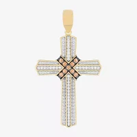 Mens 1/ CT. T.W. Natural White Diamond Sterling Silver Cross Pendant Necklace