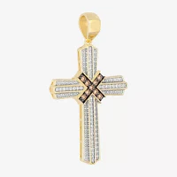 Mens 1/ CT. T.W. Natural White Diamond Sterling Silver Cross Pendant Necklace