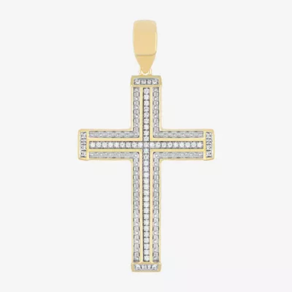 Mens 1/4 CT. T.W. Natural White Diamond Sterling Silver Cross Pendant Necklace