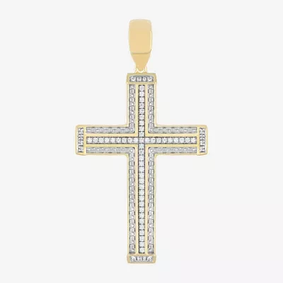 Mens 1/4 CT. T.W. Natural White Diamond Sterling Silver Cross Pendant Necklace