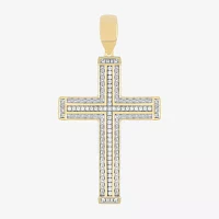 Mens 1/4 CT. T.W. Natural White Diamond Sterling Silver Cross Pendant Necklace