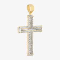 Mens 1/4 CT. T.W. Natural White Diamond Sterling Silver Cross Pendant Necklace