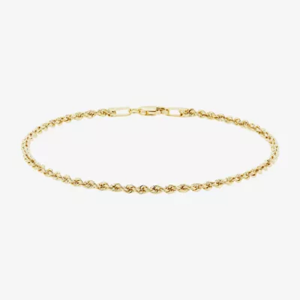 10K Gold 7.5 Inch Hollow Rope Chain Bracelet