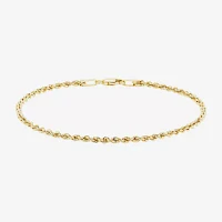 10K Gold 7.5 Inch Hollow Rope Chain Bracelet