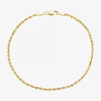 10K Gold 7.5 Inch Hollow Rope Chain Bracelet