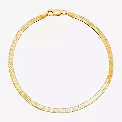 Made in Italy 10K Gold 7.5 Inch Solid Herringbone Chain Bracelet