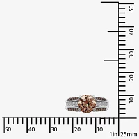 Diamonart Womens Cubic Zirconia Sterling Silver Side Stone -Stone Engagement Ring