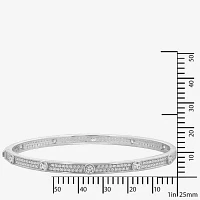 Diamonart White Cubic Zirconia Sterling Silver Bangle Bracelet