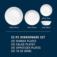 Corelle Botanical Stripes 32-pc. Glass Dinnerware Set