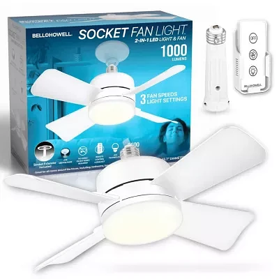 Bell + Howell Socket With Warm Lighting And Remote Control Ceiling Fan