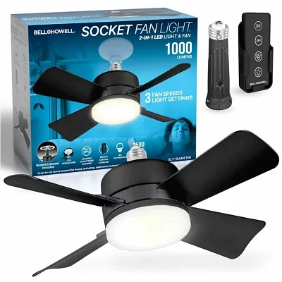 Bell + Howell Socket With Warm Lighting And Remote Control Ceiling Fan