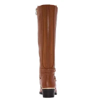 Liz Claiborne Womens Tarla Wide Calf Stacked Heel Riding Boots