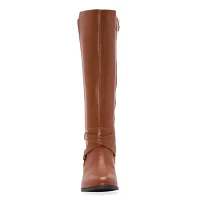 Liz Claiborne Womens Tarla Wide Calf Stacked Heel Riding Boots