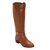 Liz Claiborne Womens Tarla Wide Calf Stacked Heel Riding Boots