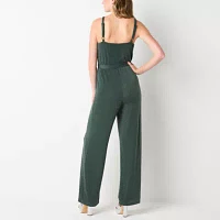 Secret Charm Womens Sleeveless Belted Jumpsuit-Juniors