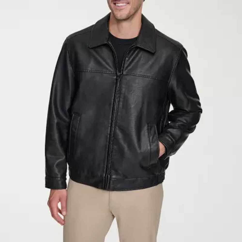 Dockers Mens Big and Tall Faux Leather Lined Water Resistant Midweight Bomber Jacket