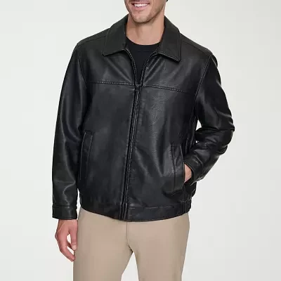 Dockers Mens Big and Tall Faux Leather Lined Water Resistant Midweight Bomber Jacket