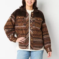 Arizona Plaid Shacket Midweight Womens Juniors Shirt Jacket