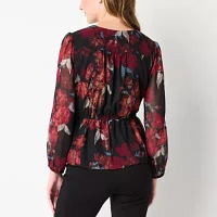 52seven Womens V Neck Long Sleeve Blouse