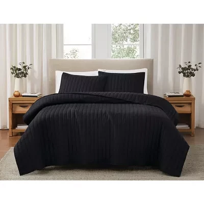 Brooklyn Loom Solid Cotton Percale Quilt Set