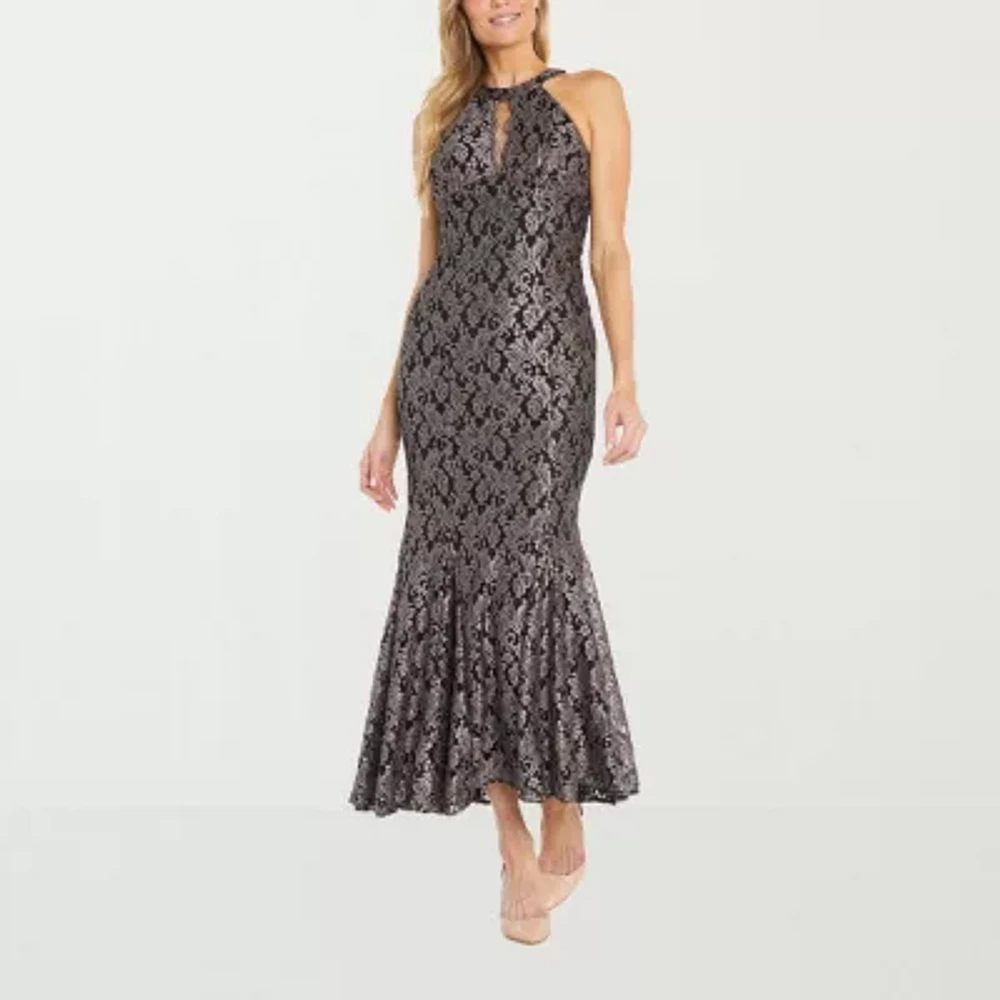 R & M Richards Lace Womens Sleeveless Evening Gown