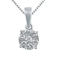 Diamond Blossom Womens 1/ CT. T.W. Mined White Diamond 10K Gold Round Pendant Necklace