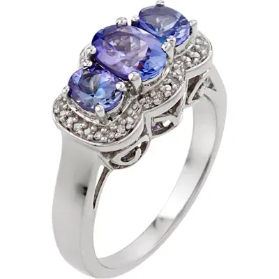 Womens 1/10 CT. T.W. Purple Tanzanite Sterling Silver 3-Stone Cocktail Ring
