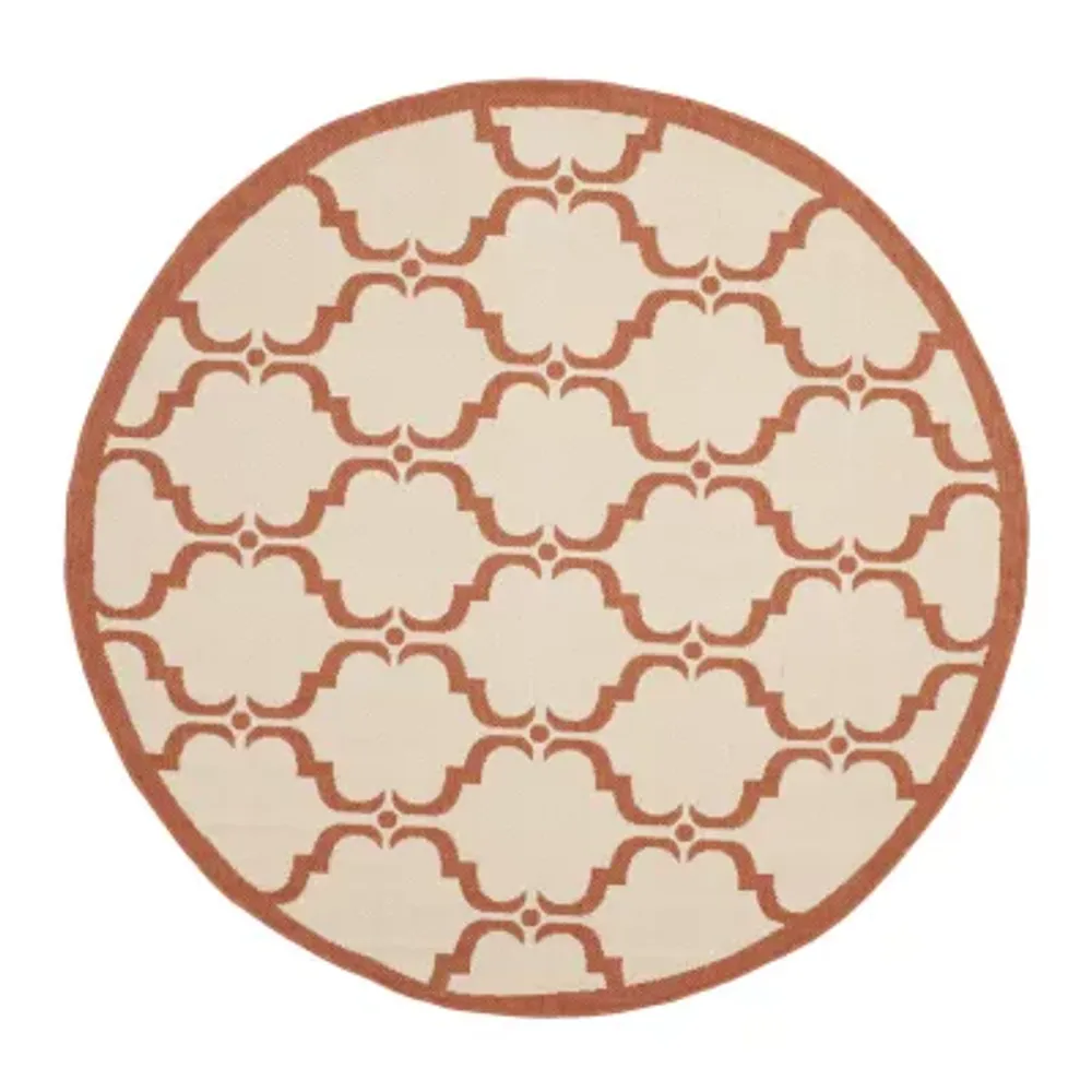 Safavieh Courtyard Collection Jobeth Geometric Indoor/Outdoor Round Area Rug