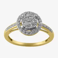 Womens 1/2 CT. T.W. Natural White Diamond 14K Gold Round Halo Cocktail Ring