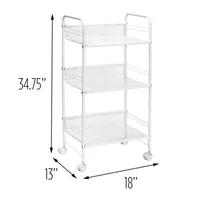 Honey-Can-Do White 3-Shelf Steel Shelf Carts