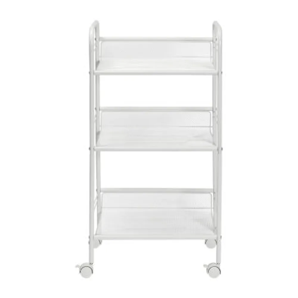 Honey-Can-Do White 3-Shelf Steel Shelf Carts