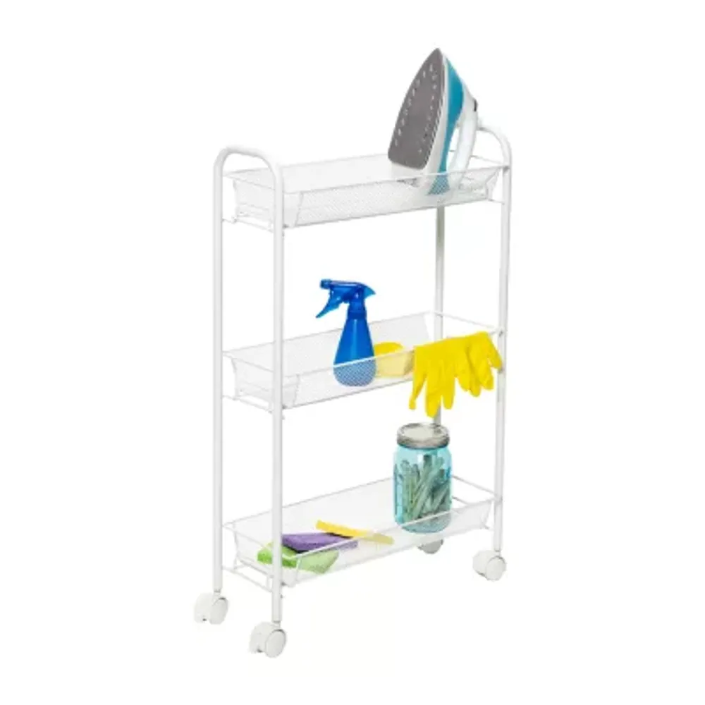 Honey-Can-Do White 3-Basket Slim Shelf Cart