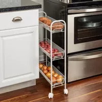 Honey-Can-Do White 3-Basket Slim Shelf Cart