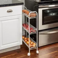 Honey-Can-Do White 3-Basket Slim Shelf Carts